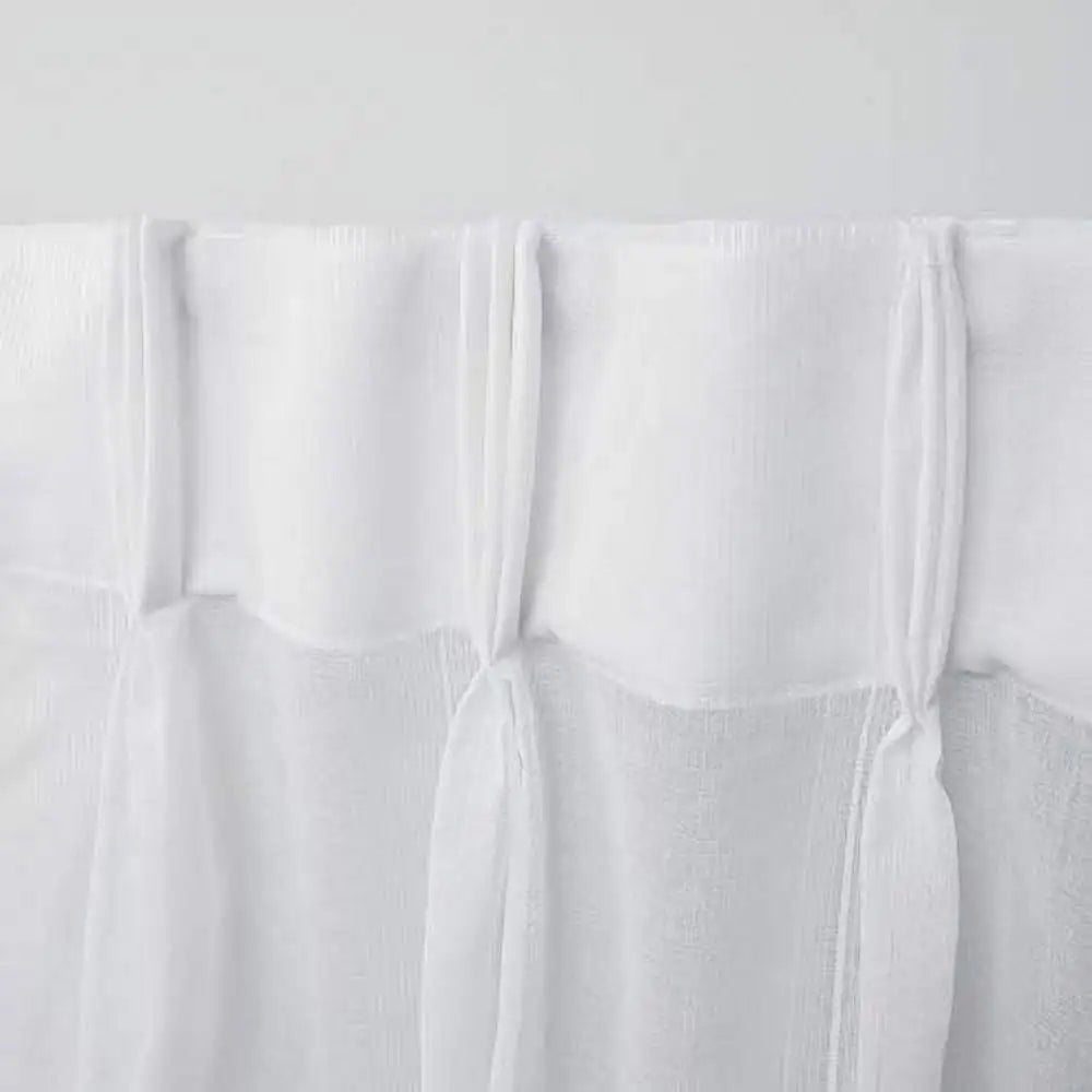 Penny Sheer Embellished Stripe Grommet Top Curtain Panel Pair, 108" Length, Winter White
