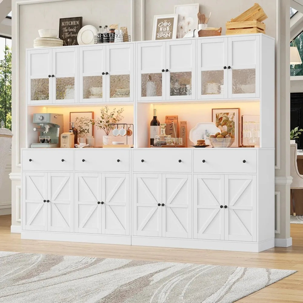 71" Pantry Cabinet with LED Light and Charging Station - Loft&Timber