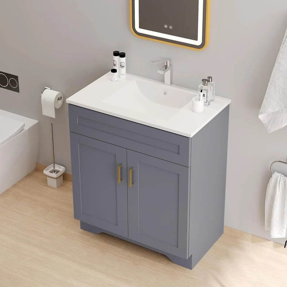 Compact 24-36 inch bathroom vanities with sink and storage drawers - Loft&Timber