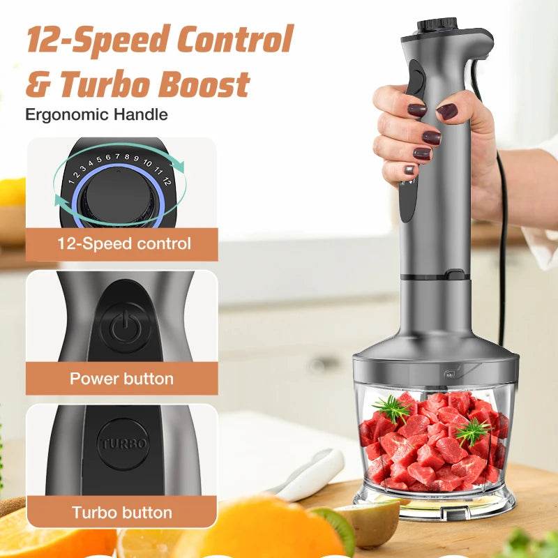 7 in 1 Immersion Hand Blender, Powerful 12 Speeds