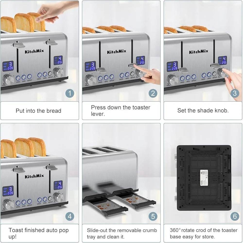 4 Slot Toaster in stainless steel