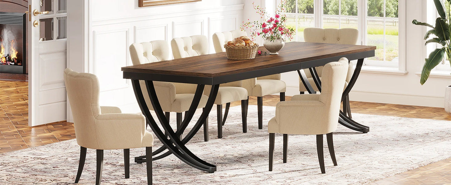 Rectangular Dining Table for 6-8, 78" Large Farmhouse Dinner Table - Loft&Timber