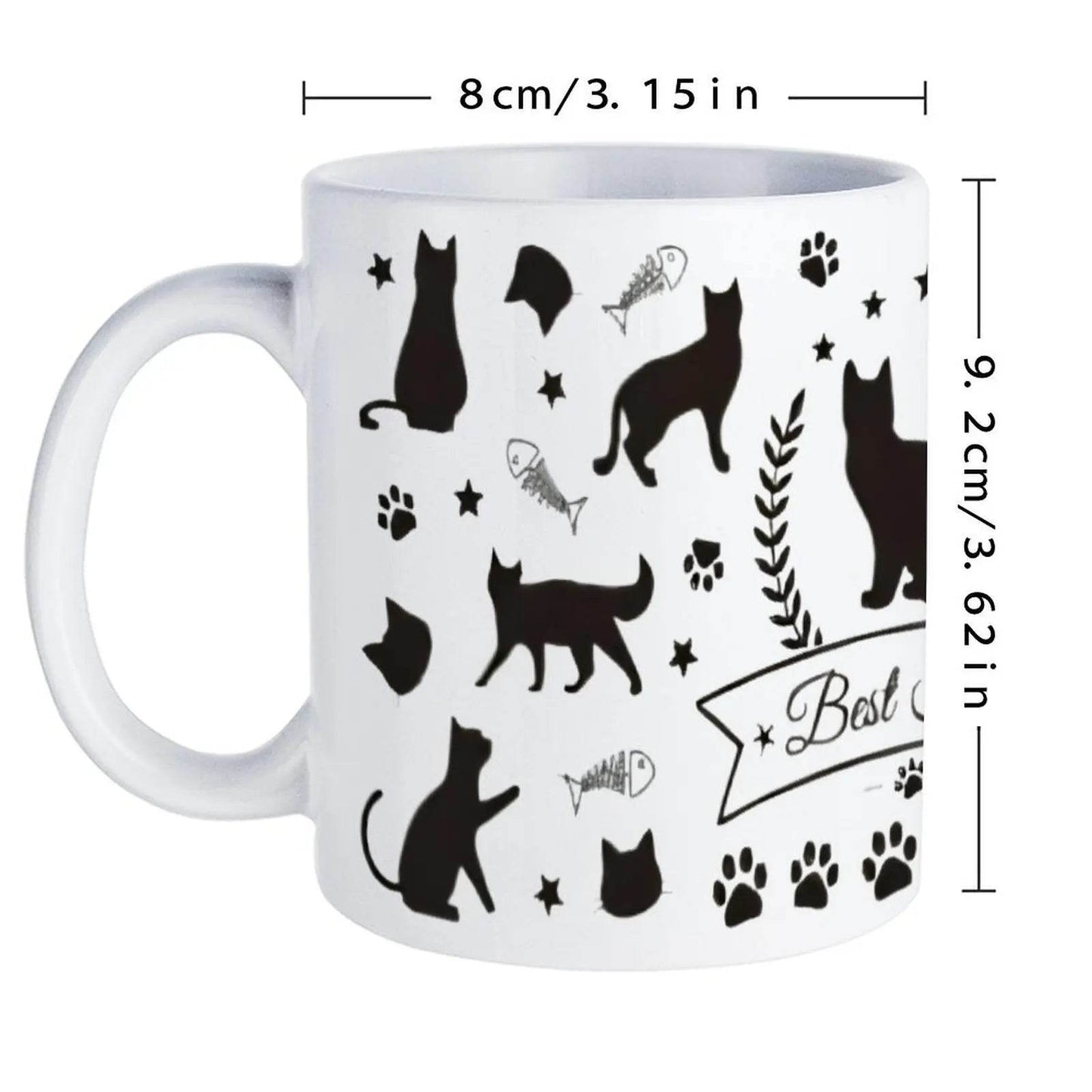 Image Of Cats And Paw Prints Coffee Mug, 330ml Teacup - Loft&Timber