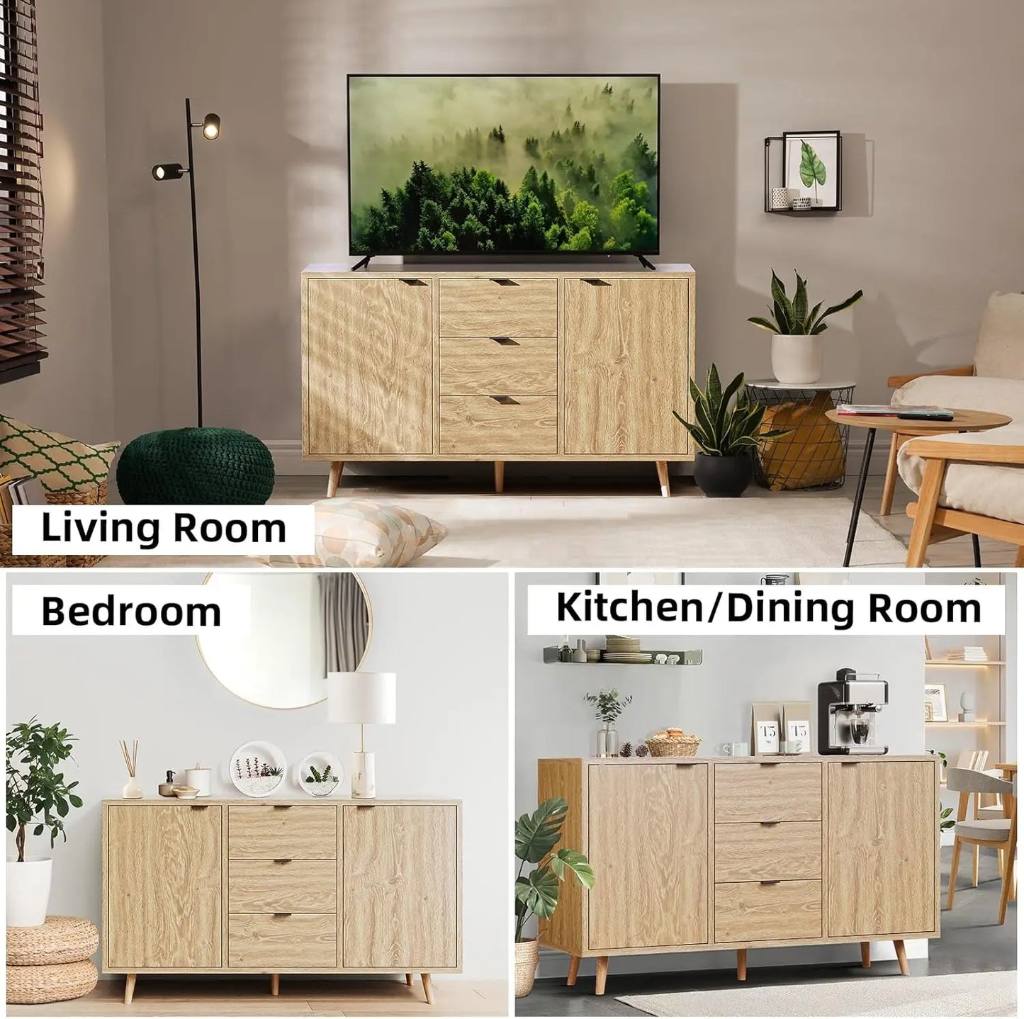 47" Storage Cabinet with 3 Drawers and 2 Doors - Loft&Timber