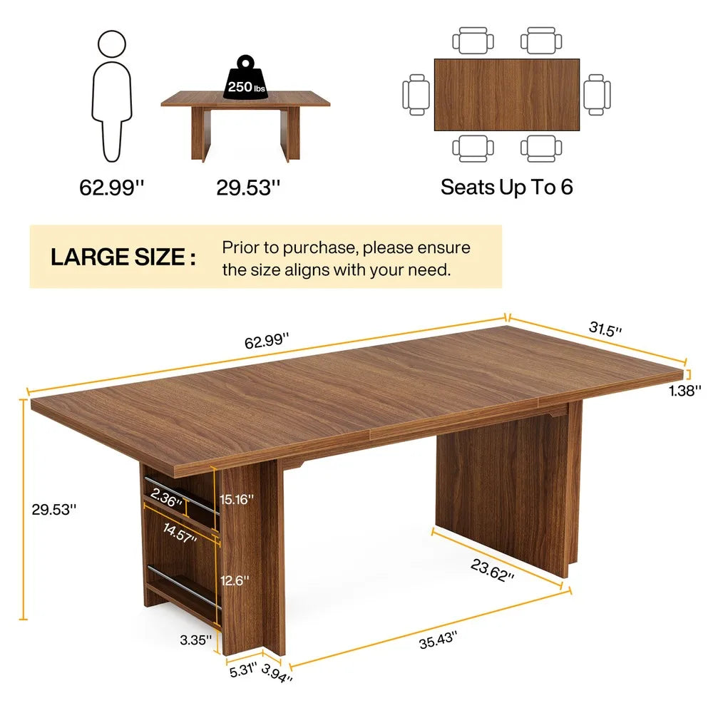 63" Rectangular Dining Table with Storage - Loft&Timber