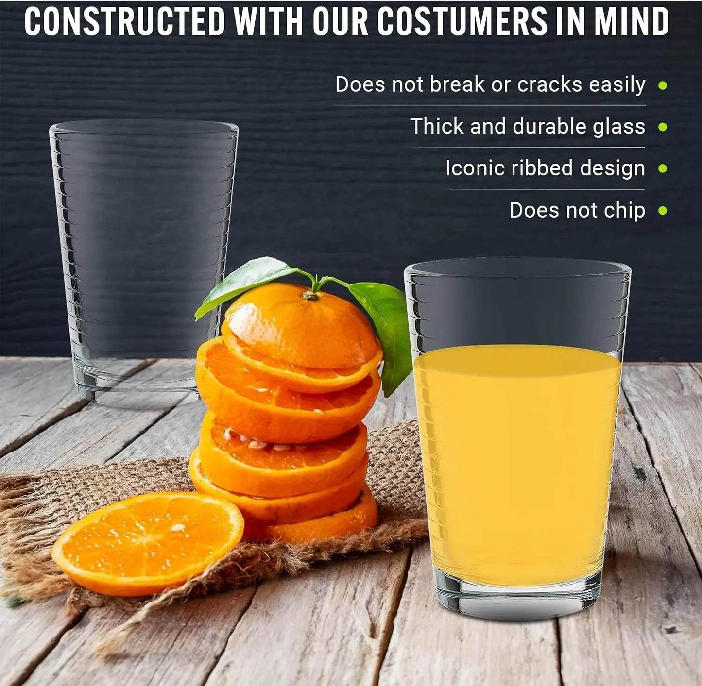 4-Pack 7oz Juice Glasses – Heavy Bottom - Loft&Timber