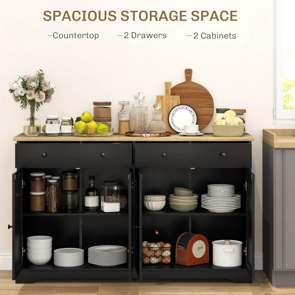 55" Modern Sideboard Buffet with 2 Doors, 2 Drawers, & 2 Shelves - Loft&Timber