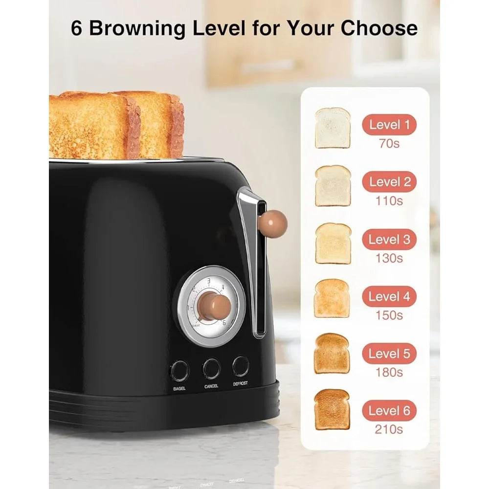 Extra Wide Slot 2 Slice Toaster Stainless Steel Retro