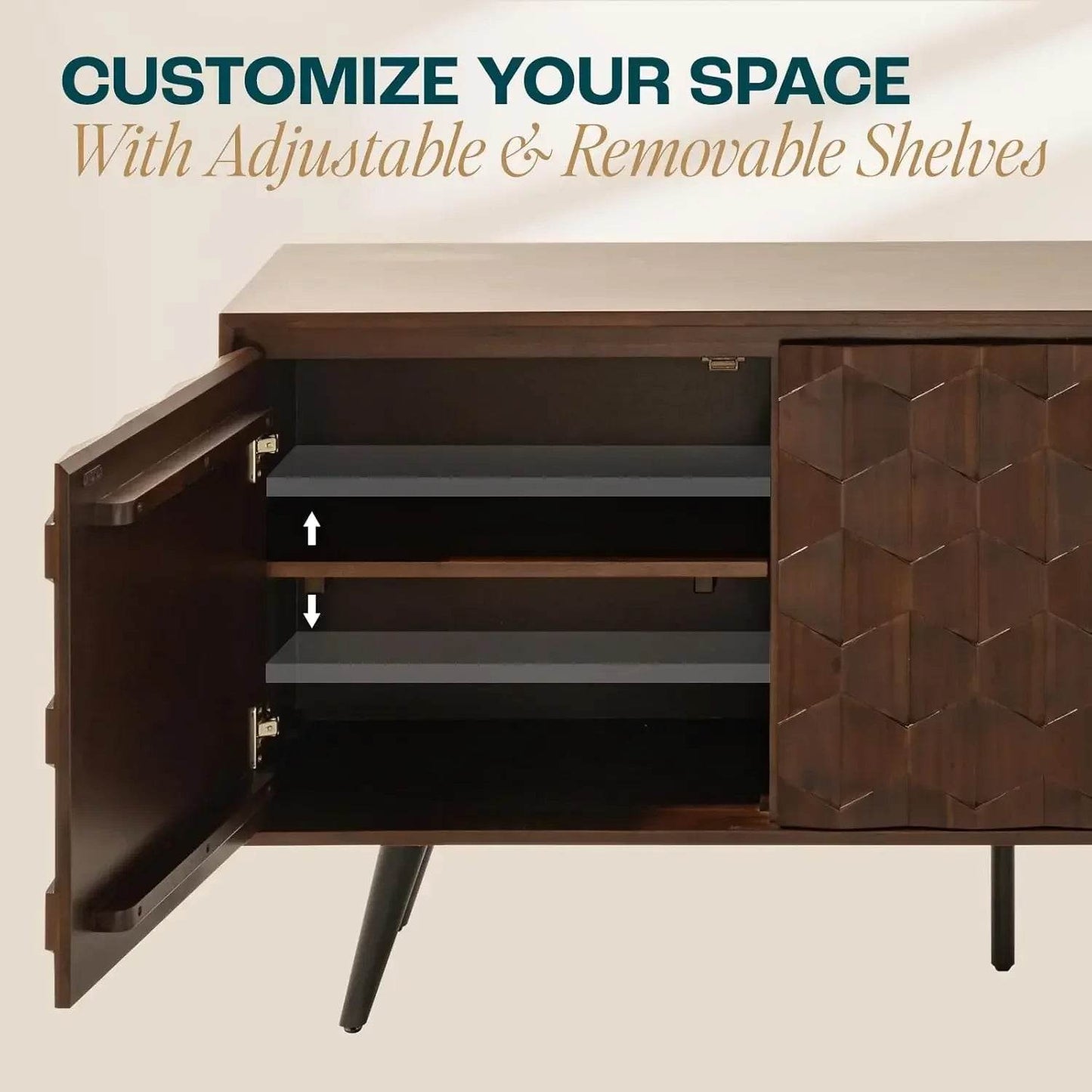 Sideboard Georgina Solid Wood 2 Doors & 3 Drawers - Loft&Timber