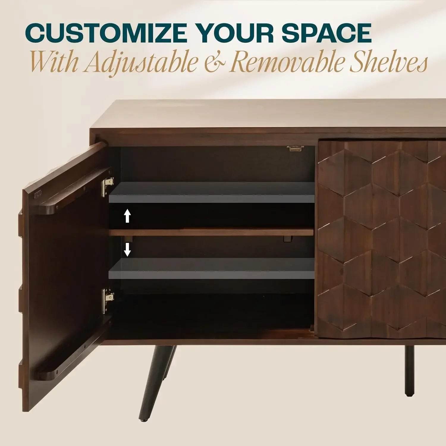Sideboard Georgina Solid Wood 2 Doors & 3 Drawers - Loft&Timber