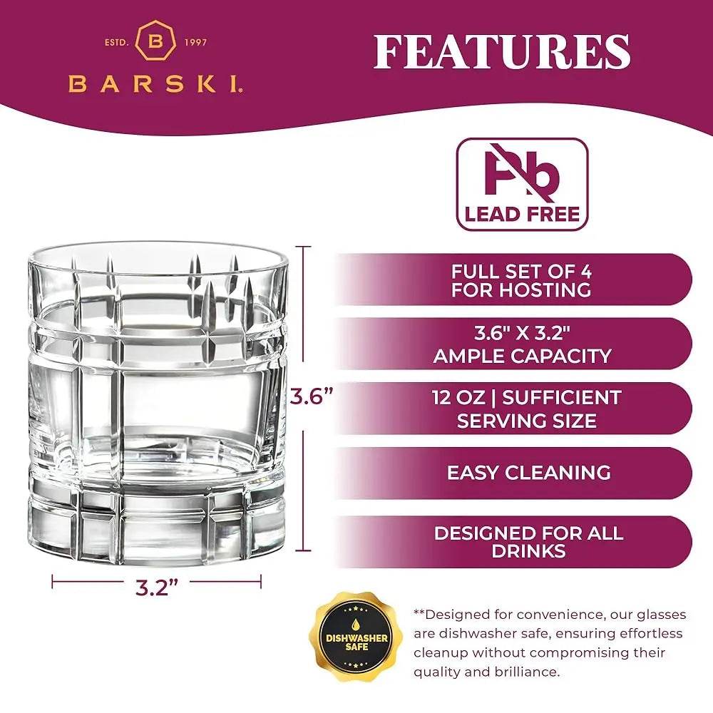 Whiskey Glasses - Double Old Fashioned Rocks Glass - Set Of 4 Lowball - Loft&Timber