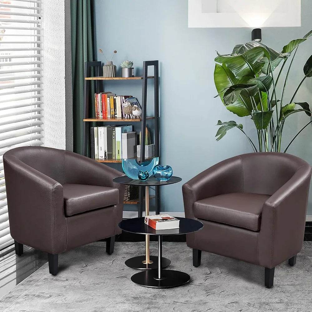 PU Leather Accent Chairs, Modern Barrel Chairs Side Chairs - Loft&Timber