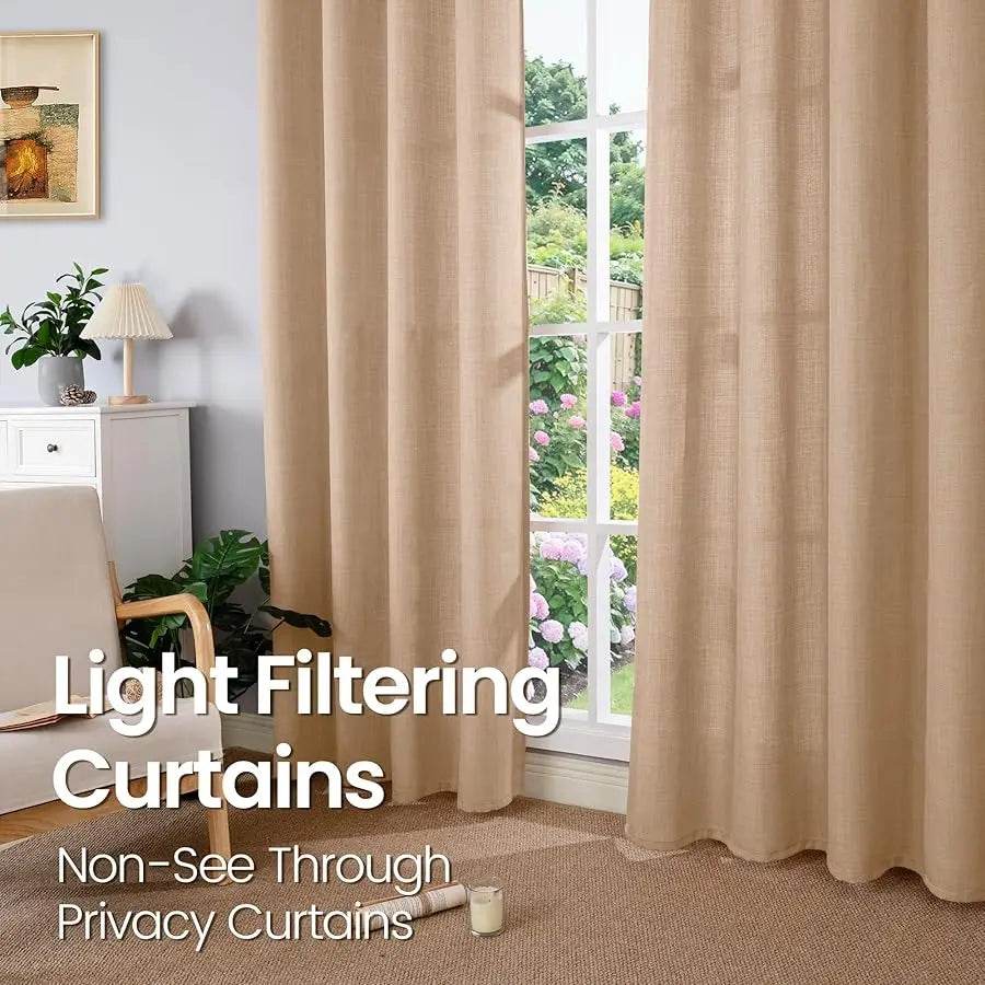 Tan Curtains 84 Inch - Light Filtering - Loft&Timber