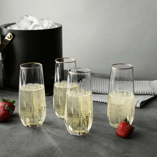 4-Piece Scalloped Stemless Flute Sets