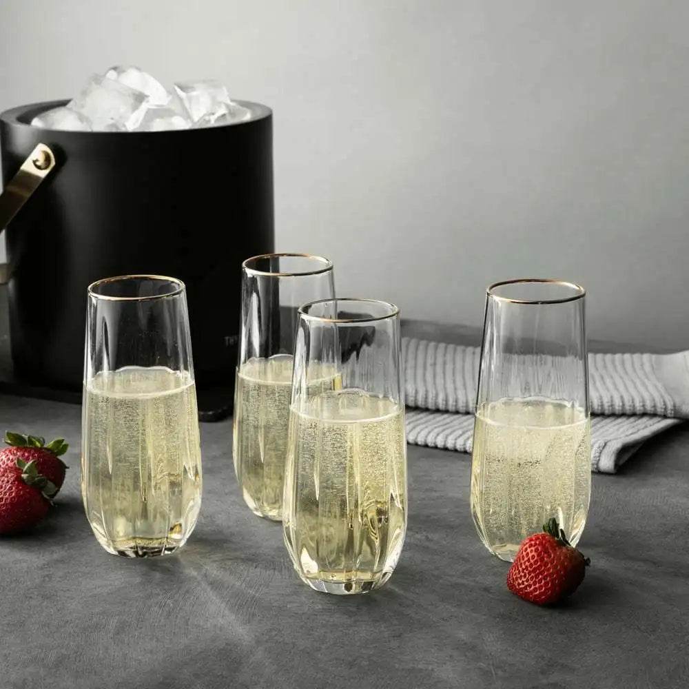 4-Piece Scalloped Stemless Flute Sets - Loft&Timber