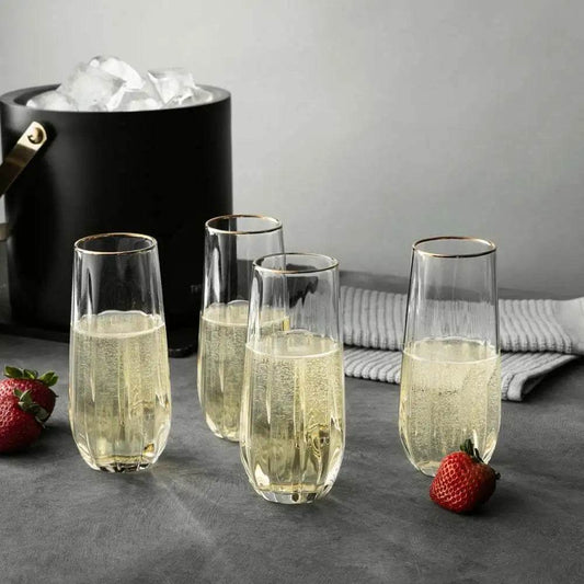 4-Piece Scalloped Stemless Flute Sets - Loft&Timber