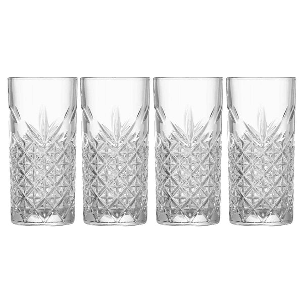 4PCS Timeless 10 Ounce Highball Glasses, Etched Drinking Glasses - Loft&Timber