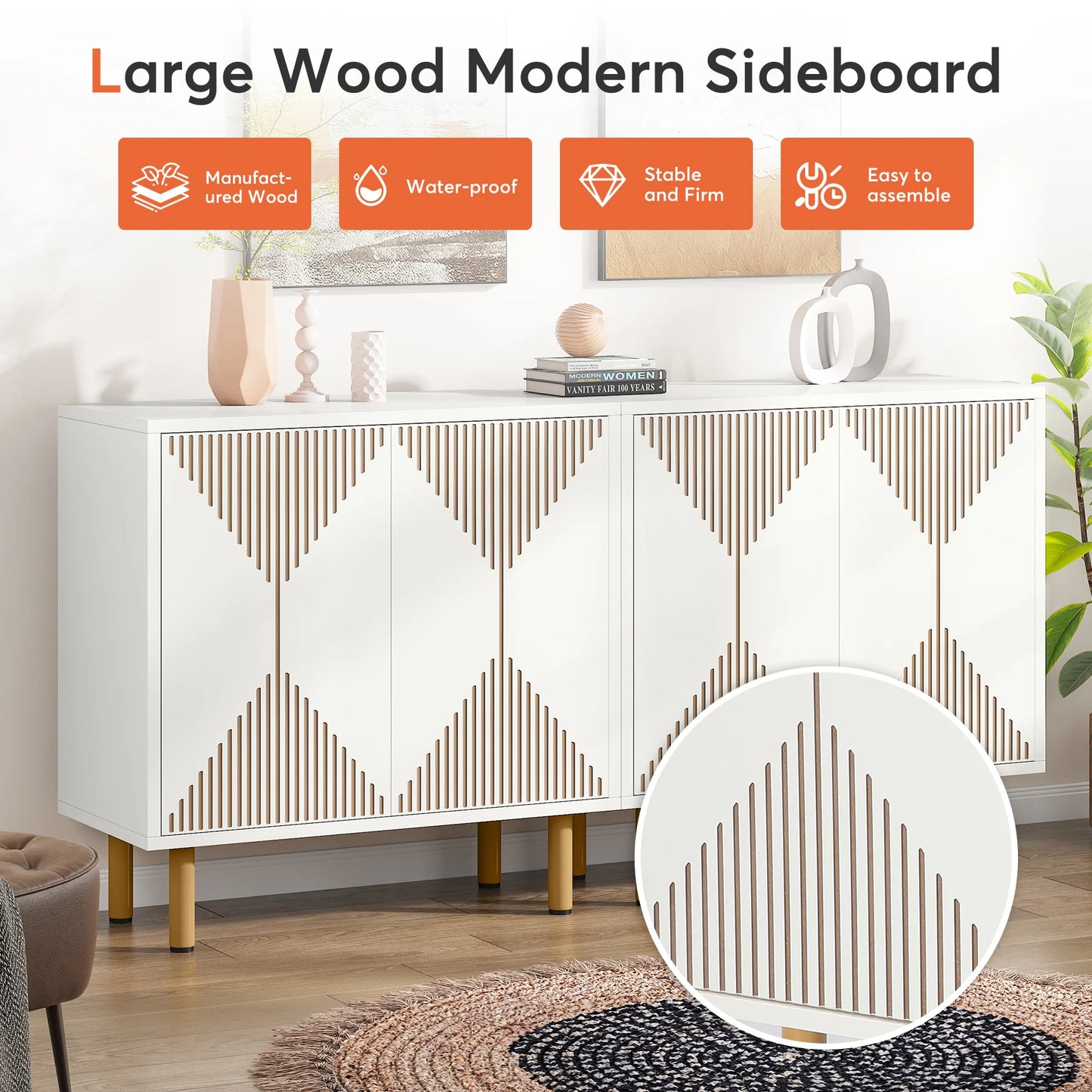 59" Tribesigns Modern Natural Storage Cabinet; Freestanding Floor Cabinet - Loft&Timber