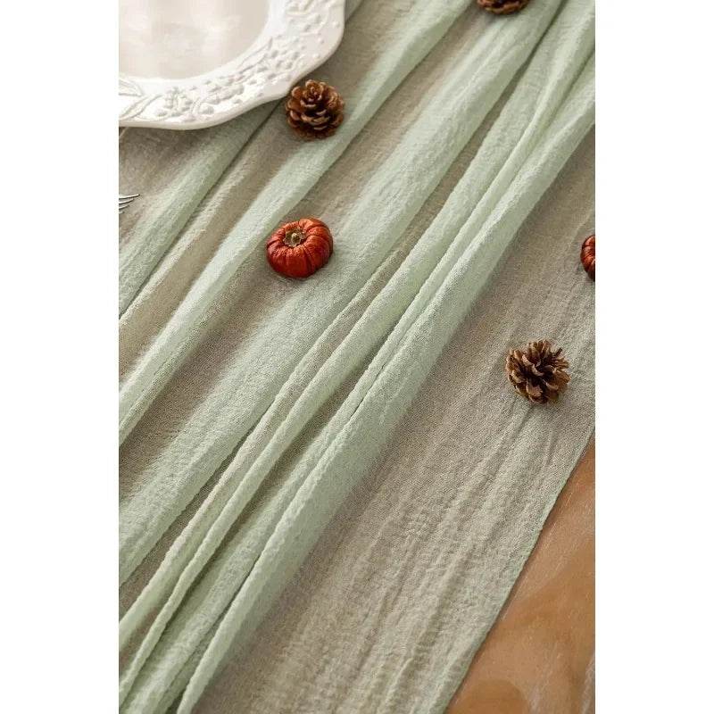 6pcs Cheesecloth Table Runner Sage Green Gauze 120 Inch 10 FT - Loft&Timber