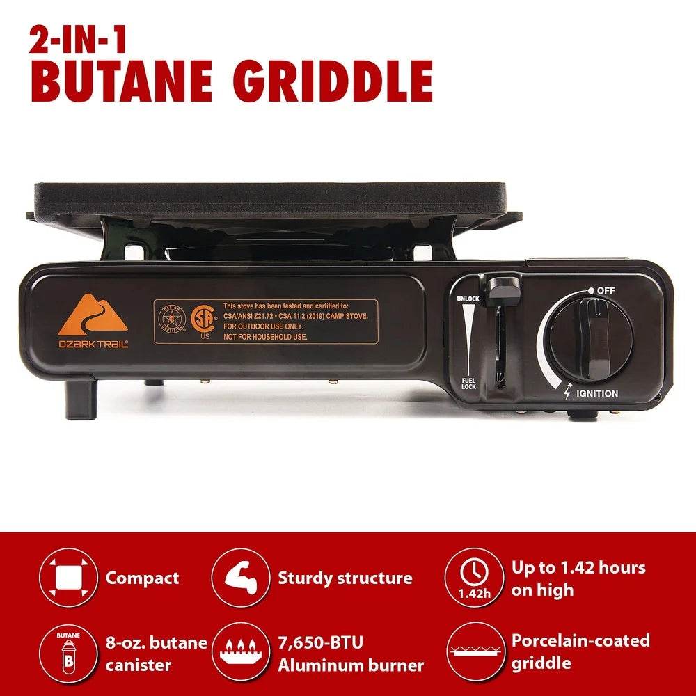 2 in 1 Butane Griddle 7650 BTU - Loft&Timber