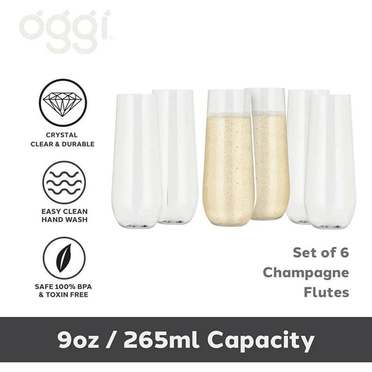 Unbreakable Shatterproof Champagne Flutes Set of 6 - Loft&Timber