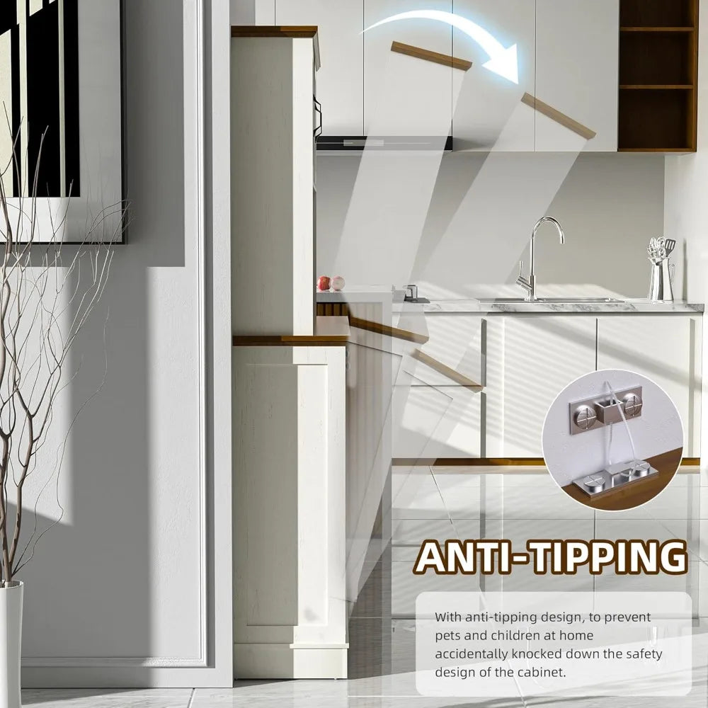 72" Kitchen Pantry Storage Cabinet with Tilt Out Trash Bin - Loft&Timber