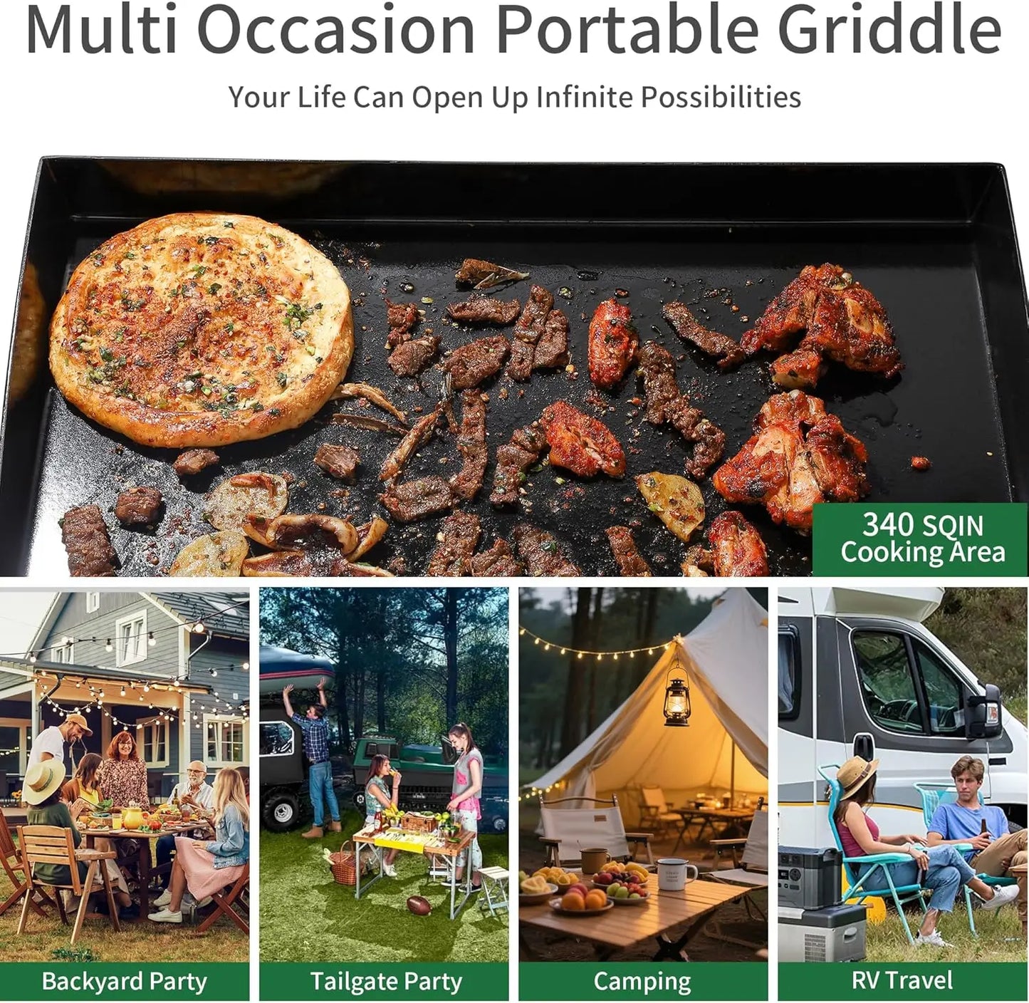 24" Gas Griddle Flat Top Grill – 3 Burner, 30,000 BTU Stainless Steel