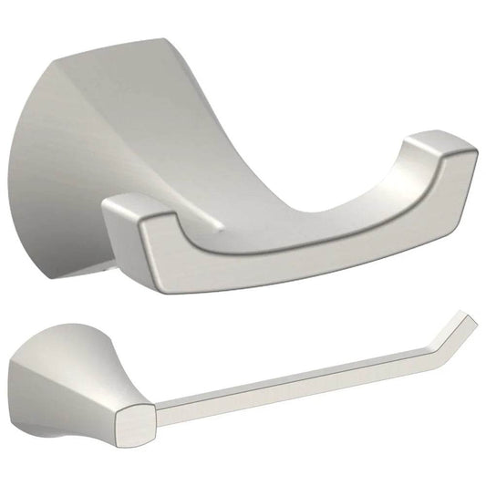 3-Piece Bathroom Hardware Set Satin Nickel Toilet Paper Holder Robe Hooks Wall-Mounted Easy Installation Durable Zinc Alloy Rust - Loft&Timber