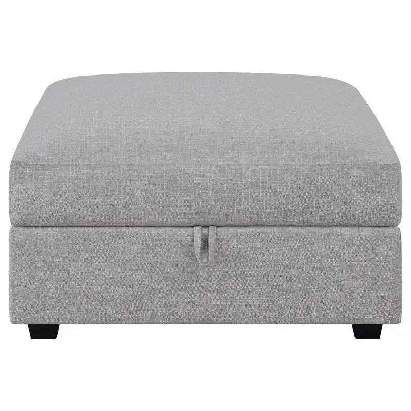 Gray Square Upholstered Storage Ottoman with Modern Design - Loft&Timber