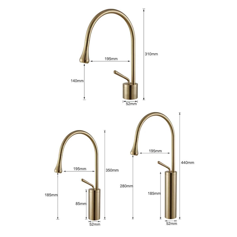 Brushed Gold Basin Faucet - Loft&Timber