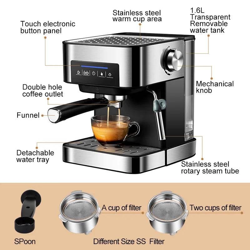 Semi-Automatic Espresso Machine 20Bar High Pressure Extractor 3-in-1 - Loft&Timber