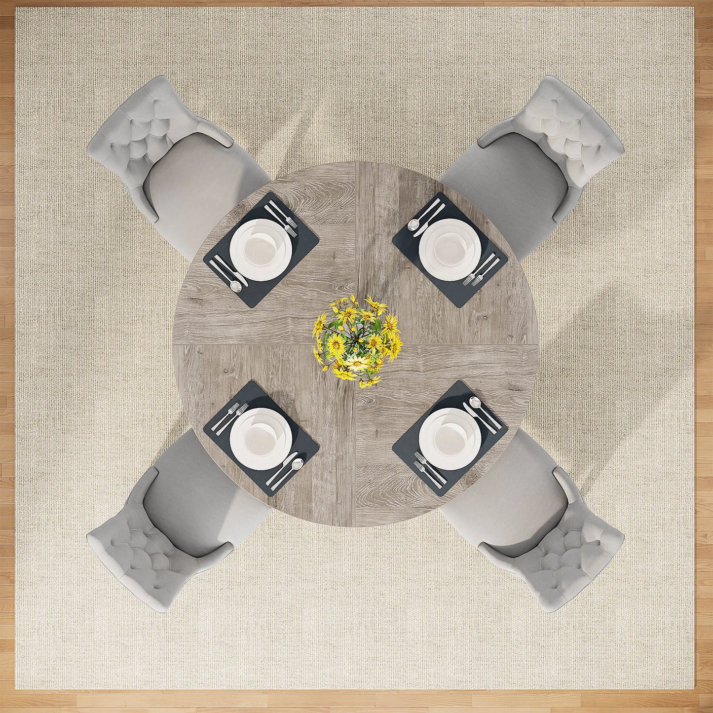 Tribesigns Round Dining Table for 4, 47" - Loft&Timber