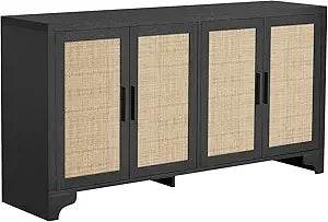 Natural Rattan Sideboard Buffet Cabinet with Storage - Loft&Timber