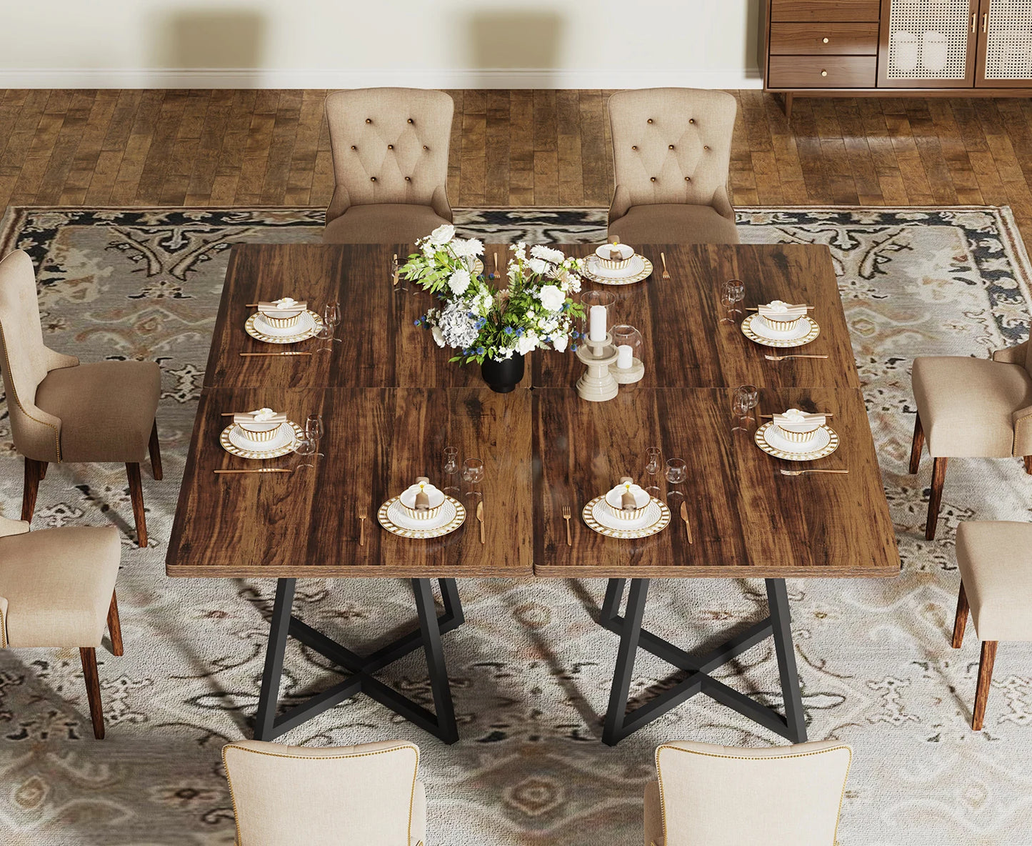 Tribesigns Square Dining Table for 4, 31.5" - Loft&Timber