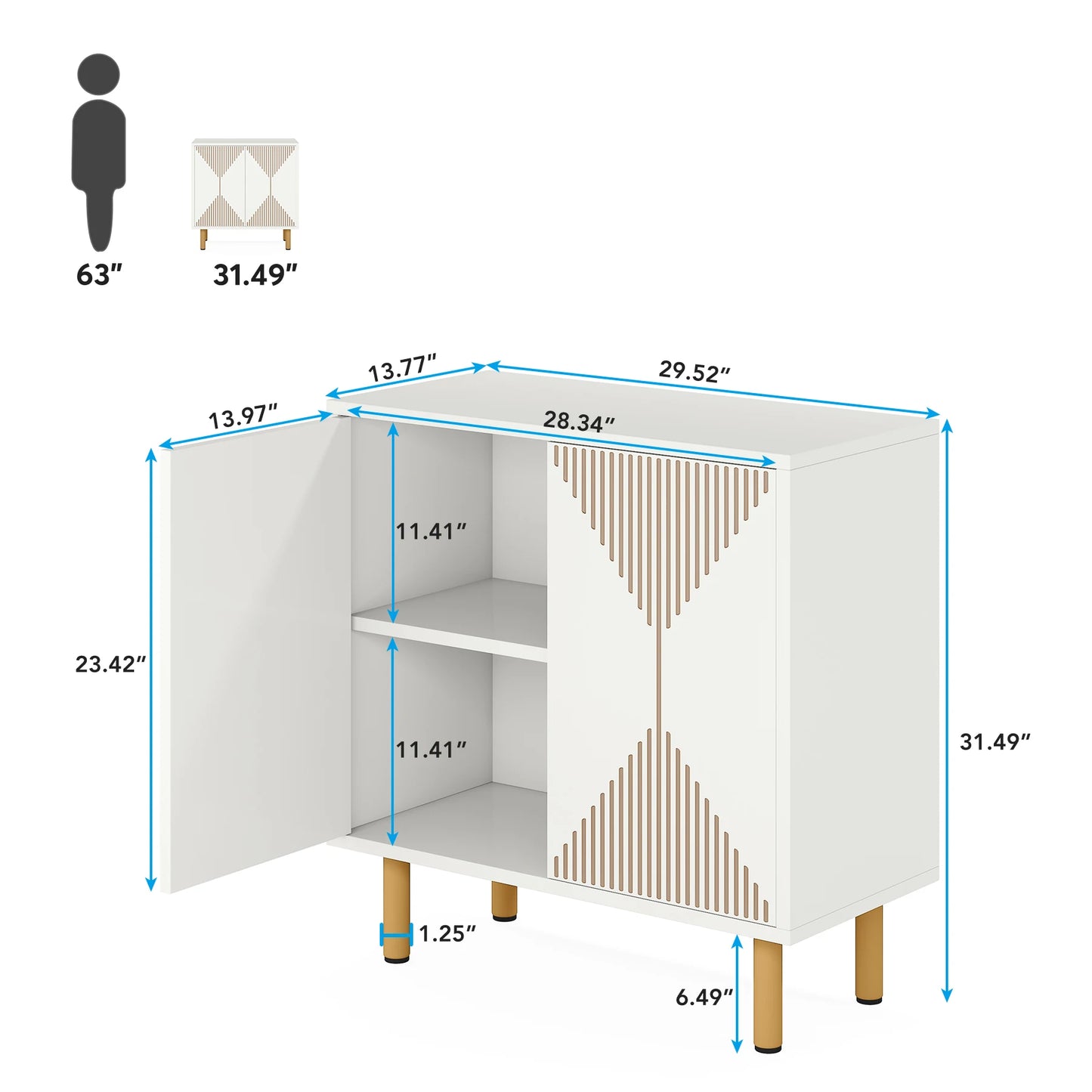 59" Tribesigns Modern Natural Storage Cabinet; Freestanding Floor Cabinet - Loft&Timber