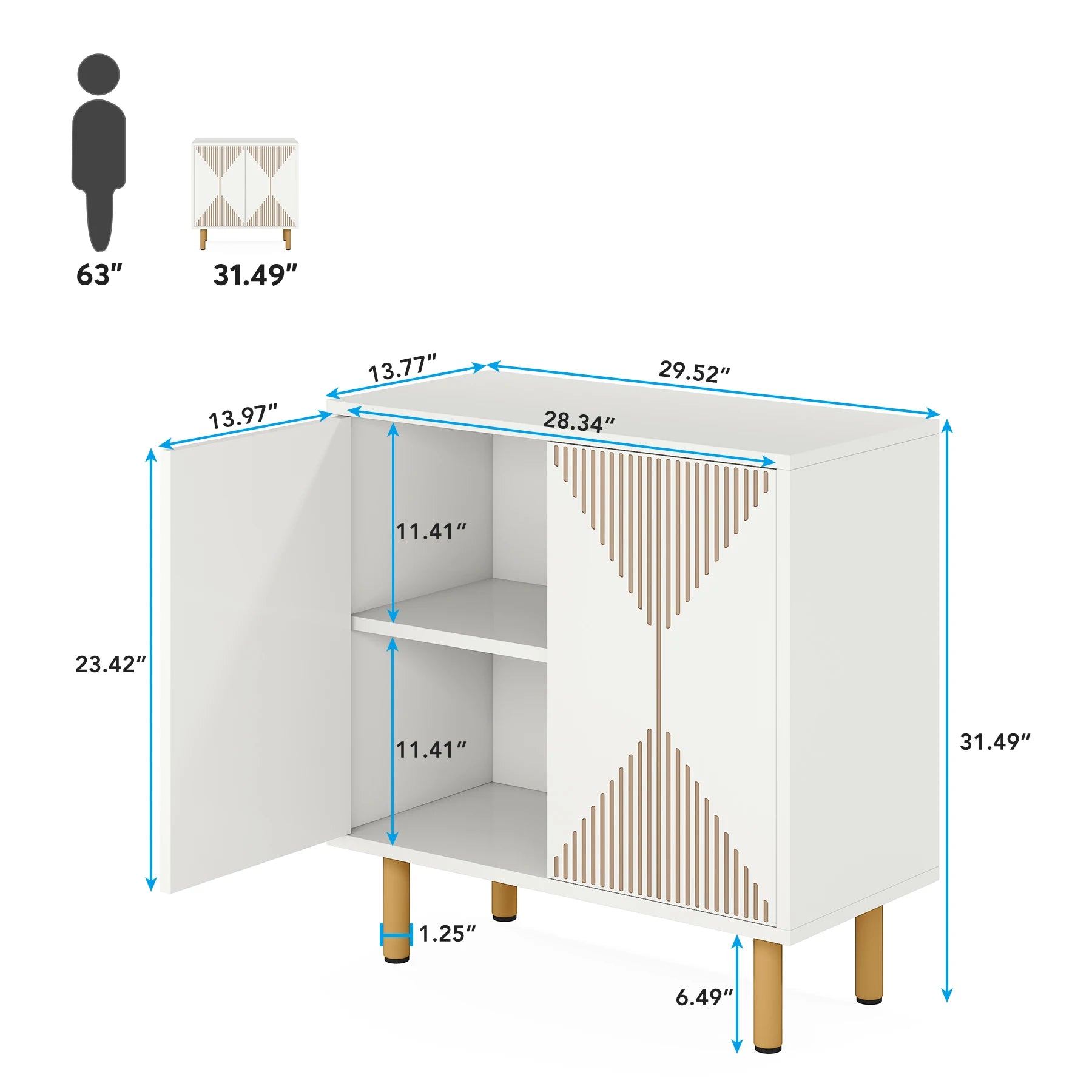 59" Tribesigns Modern Natural Storage Cabinet; Freestanding Floor Cabinet - Loft&Timber
