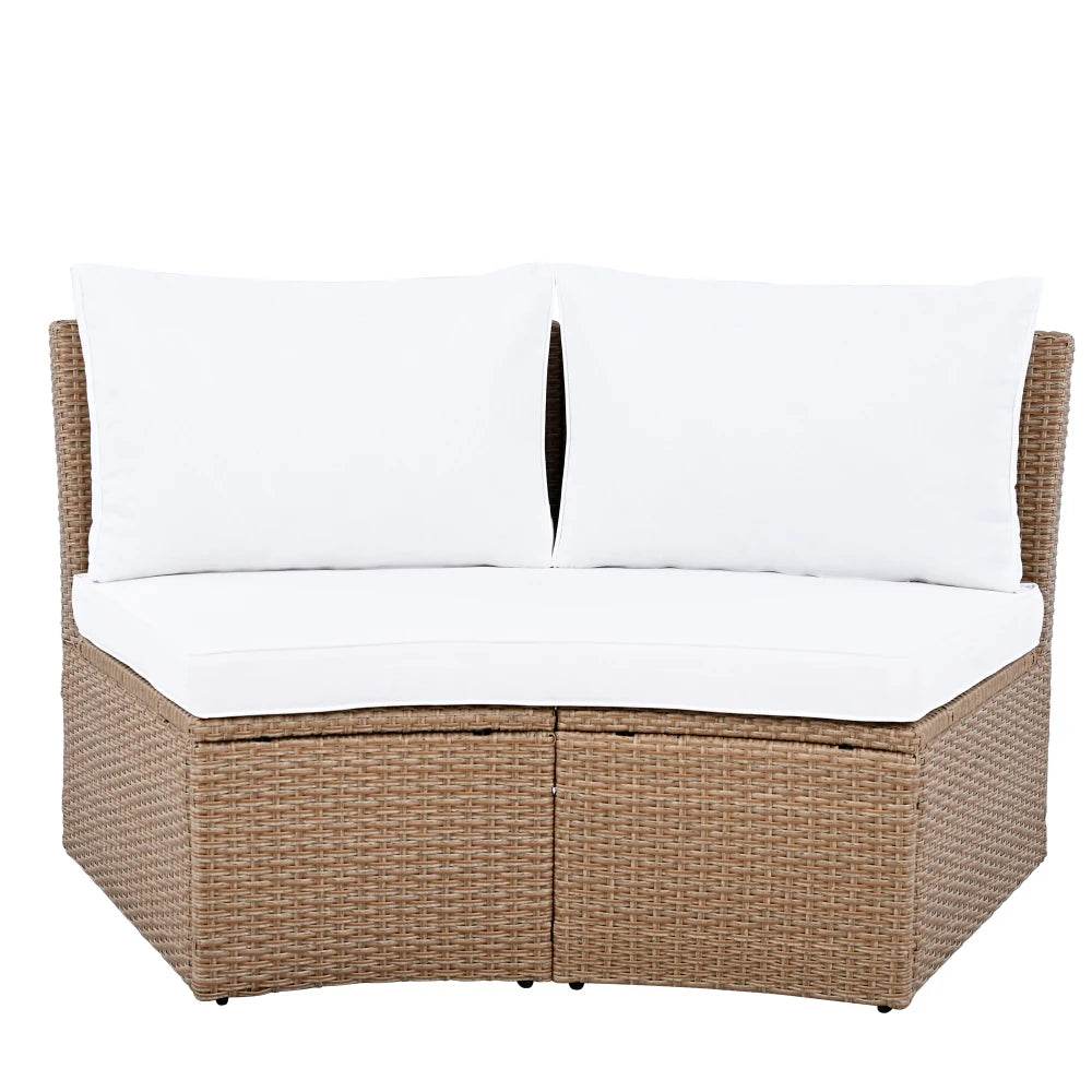 10-Piece Outdoor Sectional Rattan Sofa Set, White - Loft&Timber
