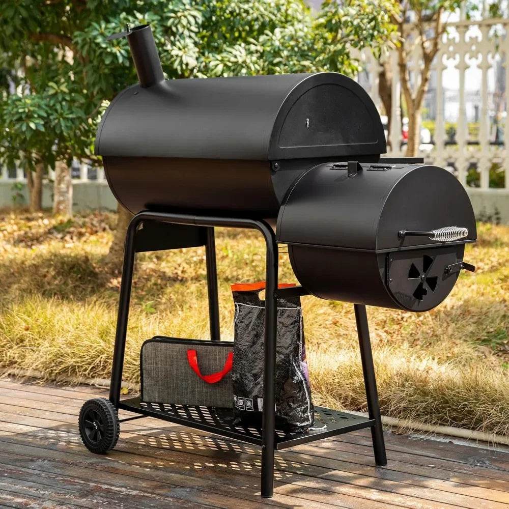 Royal Gourmet CC1830FC Charcoal Offset Smoker with Grill and Cover, Black - Loft&Timber