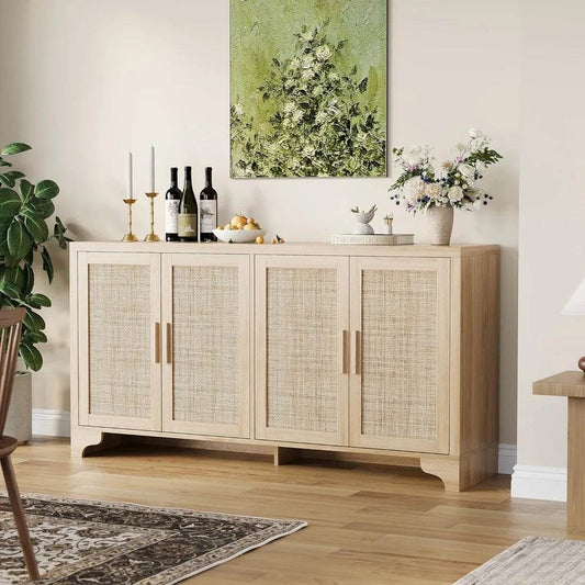 Natural Rattan Sideboard Buffet Cabinet with Storage - Loft&Timber