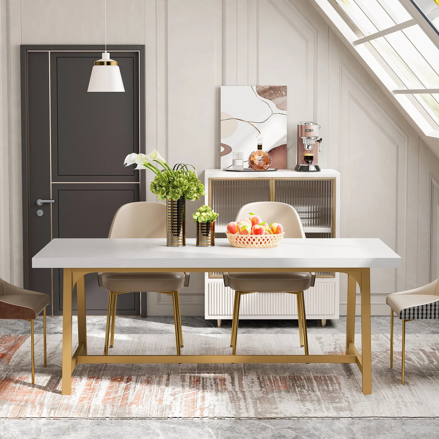 Tribesigns Dining Table for 8 People, 70.87" Rectangular Wood Kitchen Table - Loft&Timber