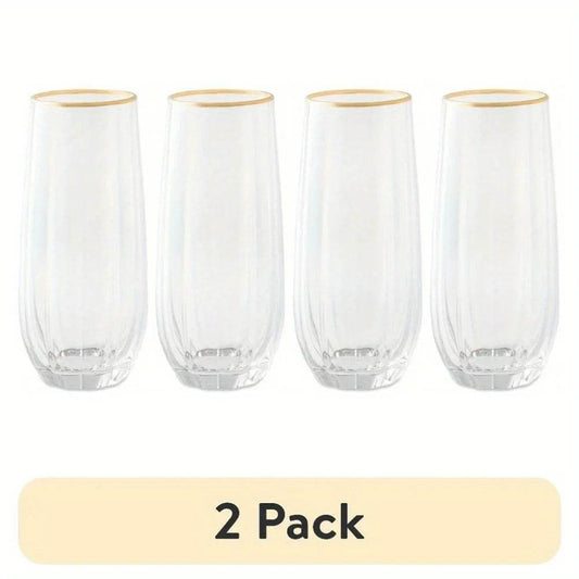 4-Piece Scalloped Stemless Flute Sets - Loft&Timber