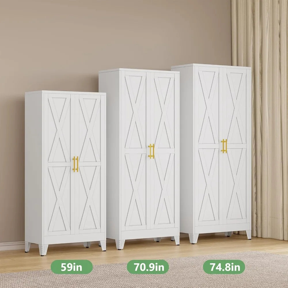 Tall Pantry Cabinet 75" H with Doors and Shelves - Loft&Timber