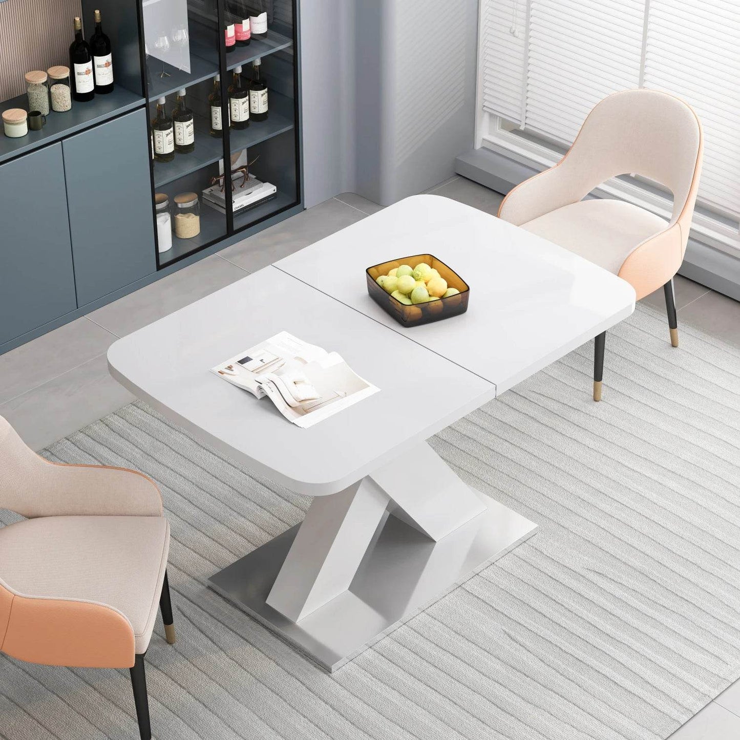 Square Dining Table, White Table Top - Loft&Timber