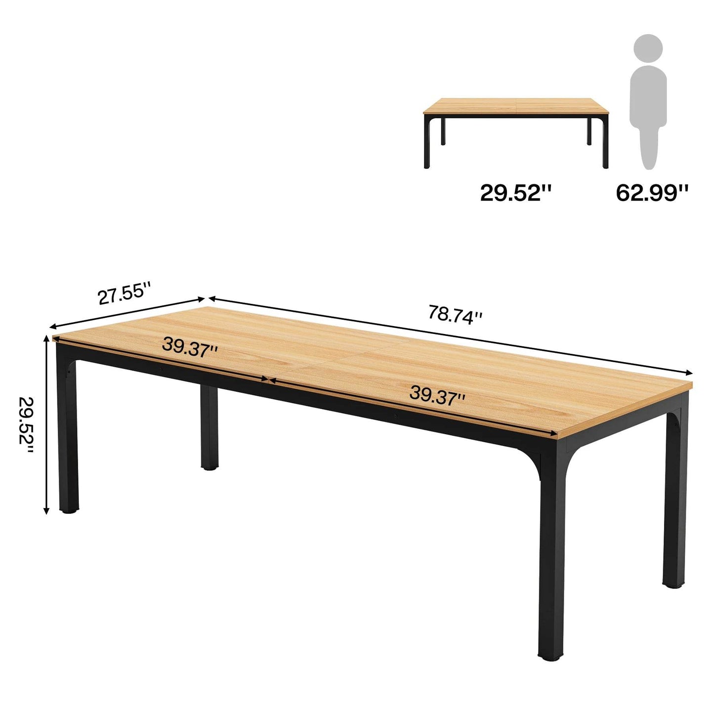 Tribesigns Dining Table for 6-8 People, 200cm - Loft&Timber