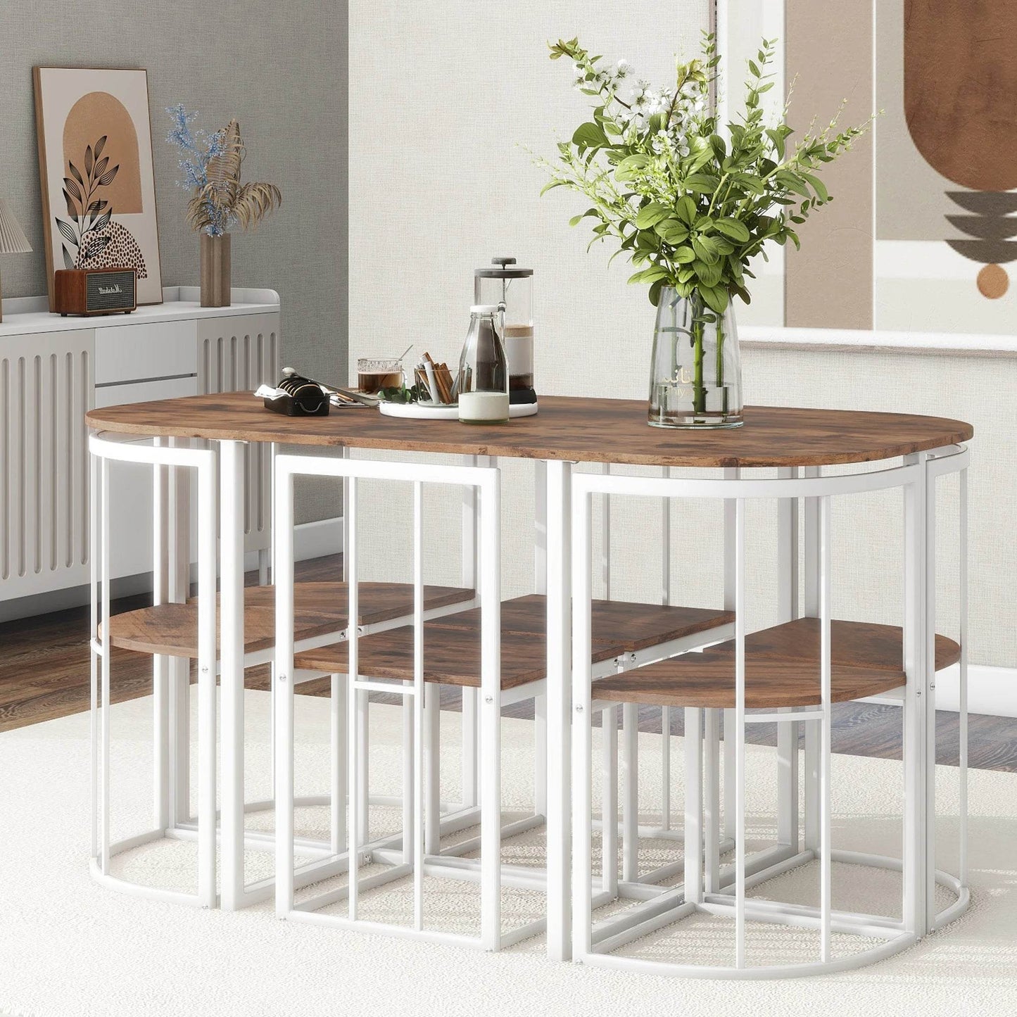 TOPMAX Modern 7-Piece Dining Table Set - Loft&Timber