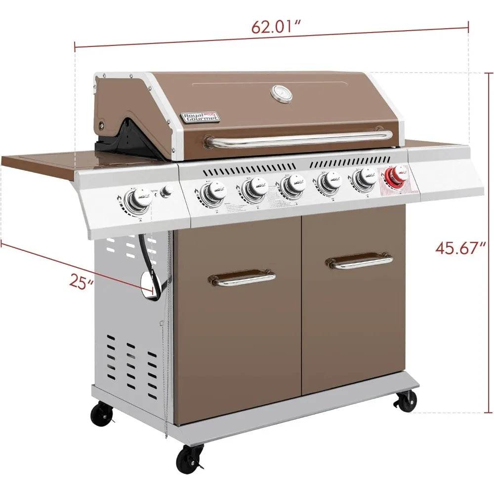 6-Burner Propane Gas Grill with Sear and Side Burners, 74,000 BTUs - Loft&Timber