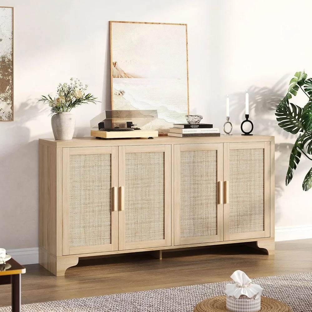 Natural Rattan Sideboard Buffet Cabinet with Storage - Loft&Timber