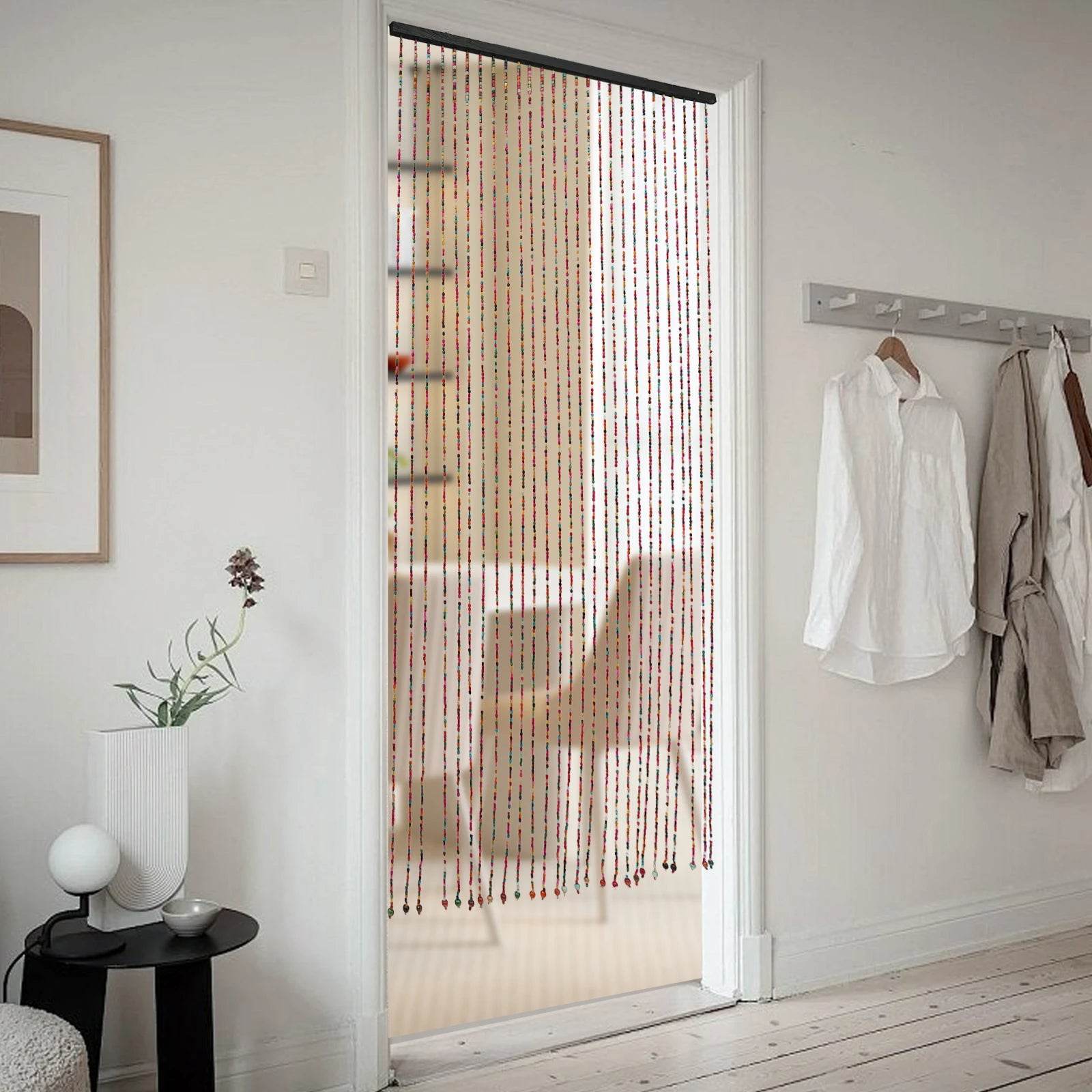 27 PCs Door Beaded Curtain, Bamboo Wooden Beaded - Loft&Timber
