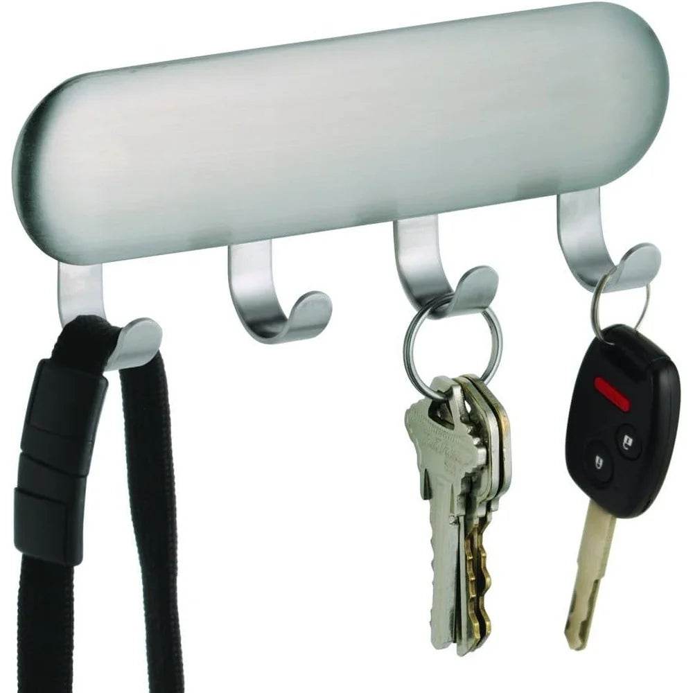 Self-Adhesive Stainless Steel Key Rack Organizer with 4 Hooks - Loft&Timber