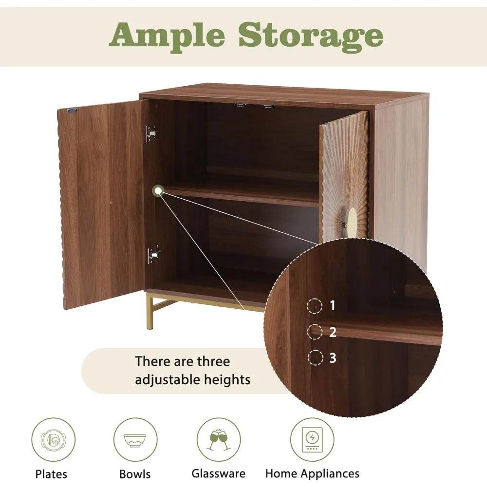 Sideboard Buffet Cabinet Set of 2 with 2 Doors and Adjustable Shelves - Loft&Timber